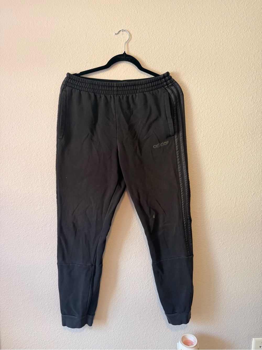 adidas Black Men's Slim Fit Joggers with Side Stripes